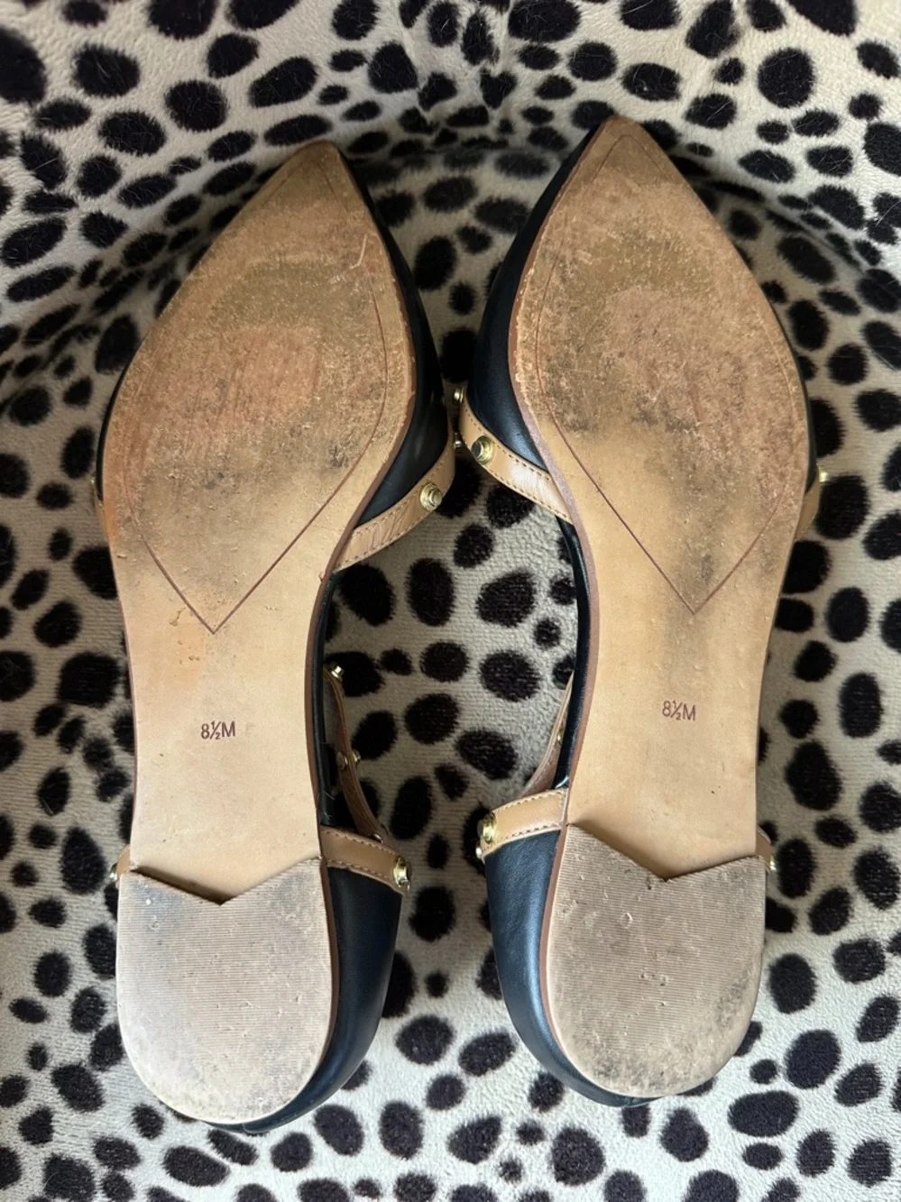 Halogen Black/Tan Studded Trim flats - Picture 7 of 11